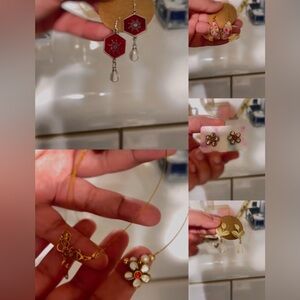 Handmade Elegant Gold and Red Floral Jewelry lot